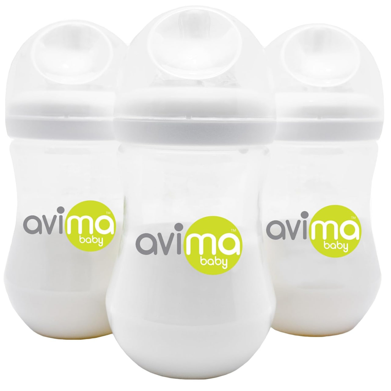Avima Baby 9盎司防胀气奶瓶，适用于母乳喂养的宝宝 - 中流量奶嘴，宽口径奶瓶，不含BPA - 3-6个月，第二阶段（3个装）